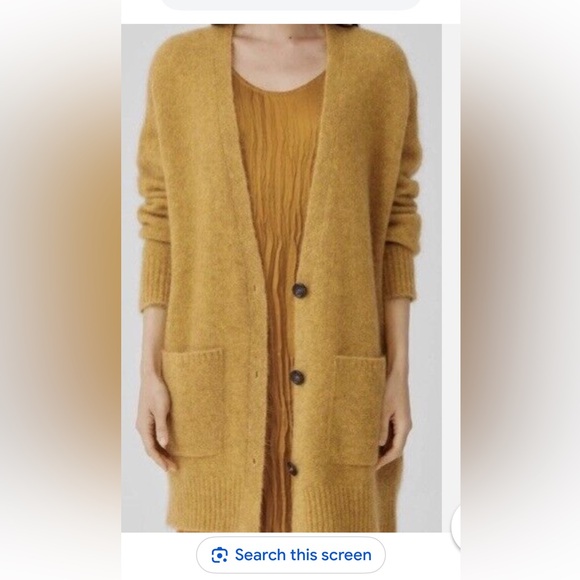 Eileen Fisher Mustard Button-Up Cardigan Size XL Wool,Mohair, Never worn. - Picture 2 of 10